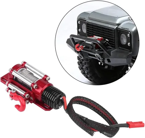 Vista 7 de Cabrestante de coche a control remoto, 1/10 escala RC modelo vehículo oruga accesorio de coche cabrestante de metal con control remoto