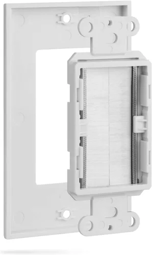 Vista 6 de Fosmon – Placa de pared de 1 cuerpo de apertura estilo de brocha para pasar cables de bajo voltaje. Placa para instalar en la pared