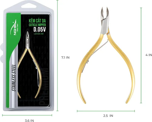 Vista 2 de NGHIA Pinza de cutícula premium D-05V Jaw 14 (acero inoxidable) - Herramientas profesionales para uñas