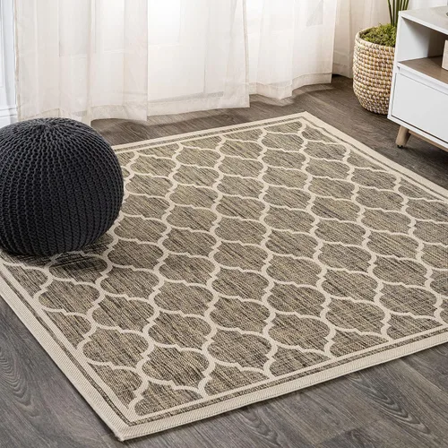 Vista 35 de JONATHAN Y Tapete marroquí con diseño enrejado para interiores y exteriores, 2 x 8 pies, marrón/beige, tejido texturizado de trébol para patio