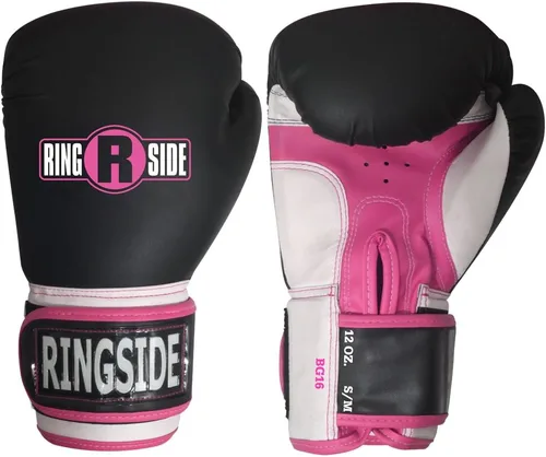 Vista 2 de Ringside Guantes de entrenamiento de boxeo de estilo profesional Kickboxing Muay Thai Gel Sparring Guantes para saco de boxeo Negro/Rosa