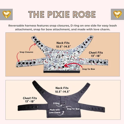 Vista 6 de El conjunto de arnés, falda y lazo Pixie Rose es la fabulosa adición a la moda para el armario de tu perro, talla S.