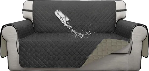 Vista 53 de ISSUNTEX Fundas de sofá de dos plazas con doble protección 100% impermeables para sala de estar, fundas para sofá de 2 cojines, protector de muebles
