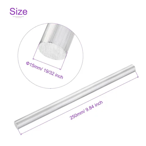 Vista 3 de DMiotech Paquete de 2 barras redondas de aluminio de 0.591 in de diámetro y 9.843 in de longitud para manualidades, modelo plano
