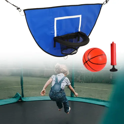 Vista 5 de Aro de baloncesto para cama elástica, con bomba y mini baloncesto, juguetes deportivos, mini aro de baloncesto para cama elástica con recinto