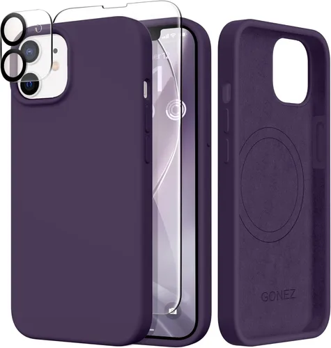 Vista 208 de GONEZ Funda magnética para iPhone 14, compatible con Magsafe, con protector de pantalla + protector de cámara, forro de microfibra antiarañazos