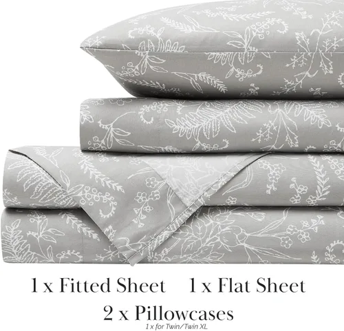 Vista 79 de Southshore Fine Living, Inc. Colección Winter Brush, juego de sábanas de 3 piezas para cama individual, sábana bajera con bolsillo profundo de 14