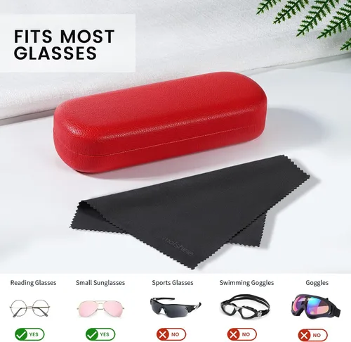 Vista 2 de molshine Estuche rígido de piel sintética para gafas, estuche portátil de viaje para hombres, mujeres, niñas, viajes, estudio, trabajo