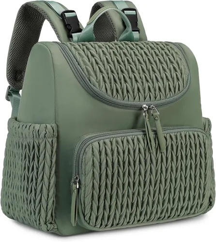 Vista 10 de LORADI Mochila ligera para pañales con clips para cochecito, bolsillos aislados, artículos esenciales para baby shower (nailon, negro)