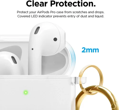 Vista 4 de Elago - Funda con llavero para audífonos AirPods 1 y 2 de Apple Transparente