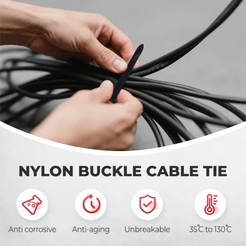 Vista 2 de 100 hebillas universales de nailon para ataduras de cables para automóvil, resistente soporte de bridas con cierre automático con diseño de pasador