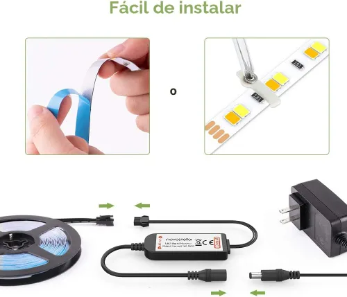Vista 8 de NOVOSTELLA Kit de tira de luces LED blancas sintonizables de 20 pies, regulable, 3000K-6500K, 24V, cinta de luces LED con control remoto, cuerda