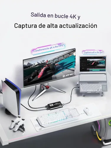 Vista 2 de XIIXMASK Tarjeta de captura HDMI USB 3.0, captura 4K60FPS con paso a través Negro