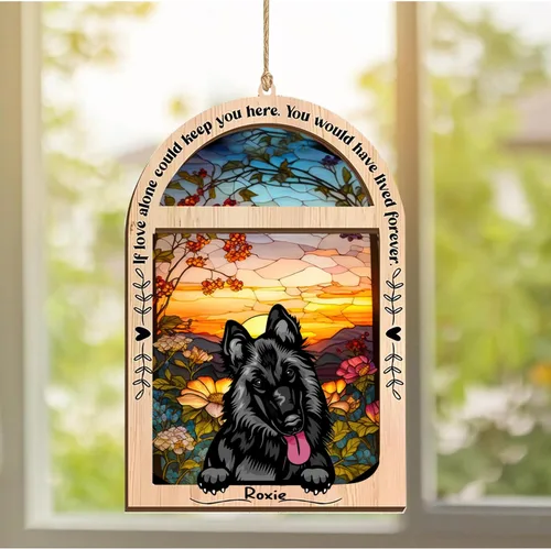 Vista 15 de LOVELYPOD Adorno de Navidad personalizado de sabueso afgano, atrapasoles con nombre, regalos de pérdida de mascotas, regalos para amantes