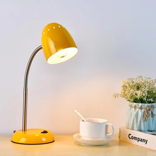Vista 8 de Lámpara de mesa de diseños simples para cuidar los ojos, lámpara de escritorio básica de metal LED E26 con cuello de ganso flexible, lámpara