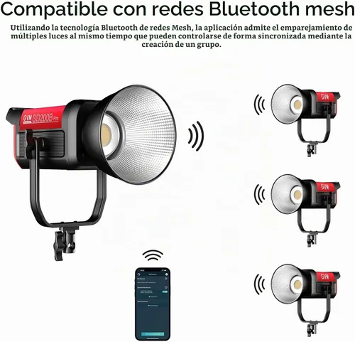 Vista 8 de GVM - Kit de iluminación continua de luz de estudio LED de 200 W para control de red de malla Bluetooth/DMX, 45400lux/3.3 ft con grabación de video