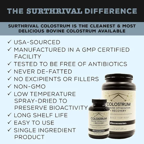 Vista 4 de Surthrival: Cápsulas de calostro en polvo (180 unidades), optimización y recuperación inmunológica, suplemento dietético, salud intestinal, apoyo