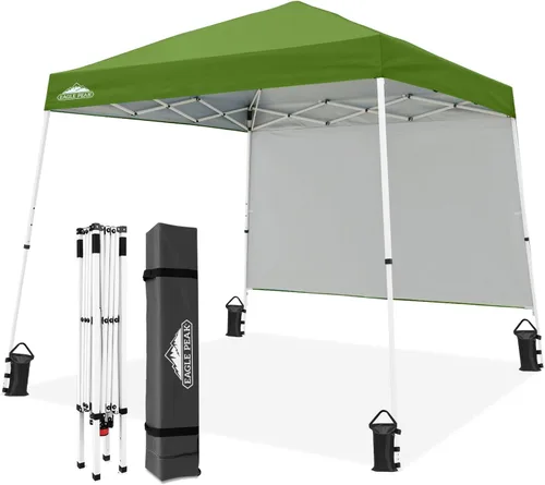 Vista 20 de EAGLE PEAK Toldo Emergente de 8x8 pies con Pared Lateral, Compacto, Portátil con Patas Inclinadas, Refugio Solar Instantáneo para Playa, Deportes