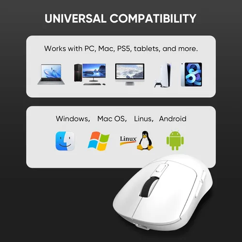 Vista 7 de MELOGAGA Ratón inalámbrico para juegos de 3 modos, 2.4GBluetooth 5.4USB-C con 8 DPI ajustables, mouse ergonómico recargable para computadora, Mac