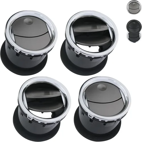 Vista 5 de TQPONLY Rejilla de ventilación del conducto de aire del calentador de AC del tablero (cromo y negro) Compatible con Ford F150 2004-2008/Lincoln Mark