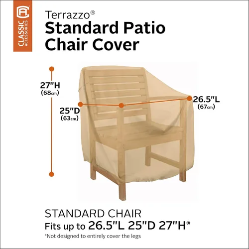 Vista 2 de Classic Accessories Terrazo - Funda para silla de patio de 26.5 pulgadas, resistente al agua, fundas para sillas de exterior