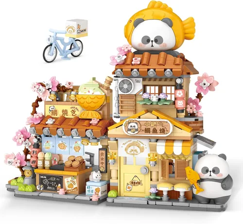 Vista 11 de Street View Cute Cat Shop Mini Bloques de Construcción, Juguetes de Construcción Creativos MOC Set de Construcción de Animales Lindos para Niñas