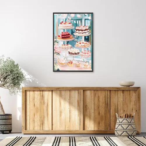 Vista 5 de Póster de lienzo de cocina azul funky para decoración de pared, pintura de acuarela pastel danés, coqueta, decoración de habitación, estética, 12 x