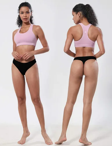 Vista 5 de BUBBLELIME XS-XXL - Tanga deportiva sin costuras para mujer, de tiro bajo, transpirable, elástica, no se ve (paquete de 6, 3 unidades y 1 unidad)