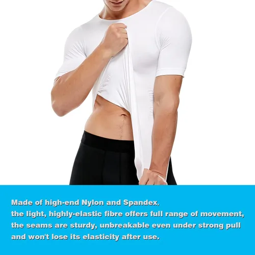 Vista 7 de Camisa de compresión para hombre, camiseta sin mangas adelgazante, chaleco de entrenamiento para abdominales, abdomen delgado, moldeador de cuerpo