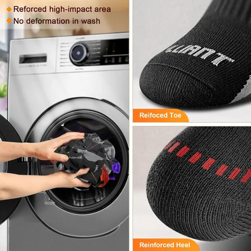Vista 9 de BULLIANT Calcetines deportivos para hombre, calcetines deportivos de compresión acolchados para hombres, para correr al aire libre, senderismo, arco