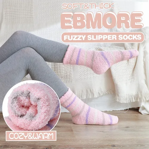 Vista 3 de EBMORE Womens Fuzzy Socks Slipper Fluffy Cozy Comfy Cabin Plush Warm Winter Sleep Home Soft Socks