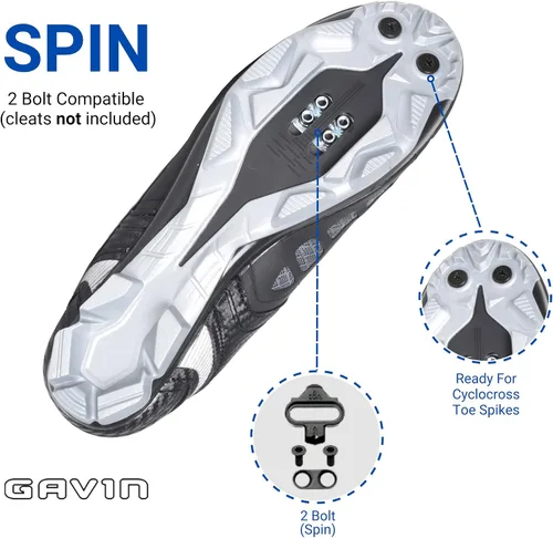 Vista 2 de Gavin Calzado de ciclismo para MTB ciclismo de montaña, con malla interior, fitness, para hombre y mujeres, sistema SPD