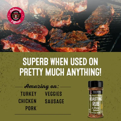 Vista 5 de Sauce Goddess Big Tom's Especias para Frotar y Salmuera para Asar Pavo - Sin Gluten, Condimentos y Especias para Cocinar Pavo y Condimentos