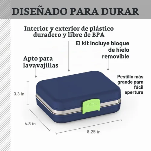 Vista 2 de THERMOS Kit de almuerzo para almacenamiento de alimentos Freestyle para niños, azul marino