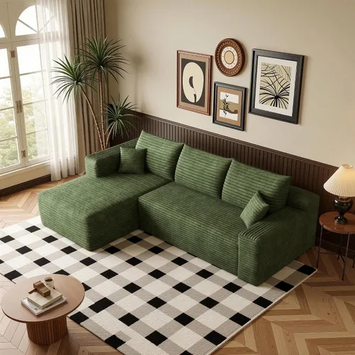 Vista 43 de Sofá modular moderno de 96 pulgadas para sala de estar, sofá modular tapizado sin hueso con bolsillos, cómodo sofá nube con diván en forma de L Negro