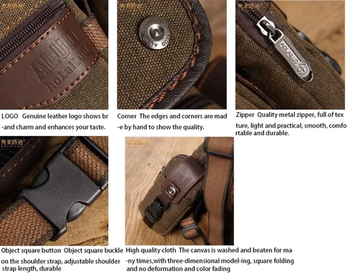 Vista 5 de Riñonera de lona para hombres y mujeres, cangurera táctica militar, bolsa de muslo para senderismo, escalada, ciclismo., Café, Riñonera de pierna