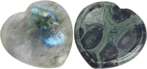 Vista 5 de 2 piedras de corazón preocupadas por la ansiedad, bolsillo en la palma del pulgar, meditación de energía positiva, cristal curativo de chakras, 7