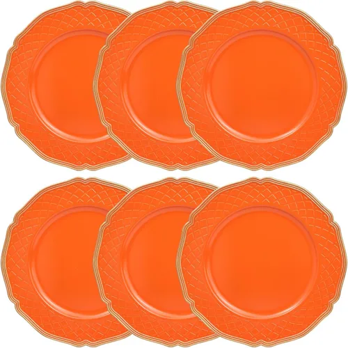 Vista 10 de Platos de carga azul marino con bordes abalorios, juego de 6 platos de plástico para bodas a granel para platos de cena, decoración de mesa