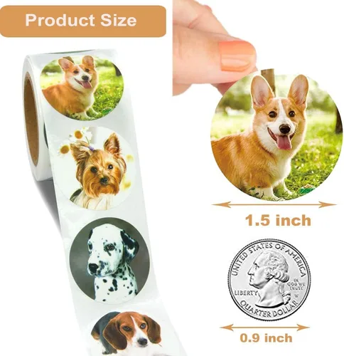 Vista 3 de Pegatinas de perro de 1.5 pulgadas para niños, profesores, regalos