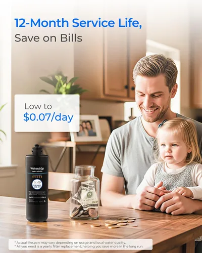 Vista 6 de Waterdrop RF10 - Cartucho de filtro de repuesto para filtro de agua debajo del fregadero 10UA/10UB, reduce PFAS, PFOA/PFOS, plomo, cloro, mal sabor