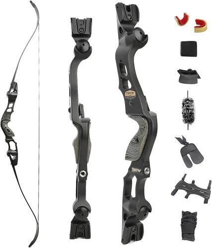 Vista 8 de Arco recurvo ILF de 62 pulgadas 25-65Lbs Metal Riser Competition Recurve Verde oliva