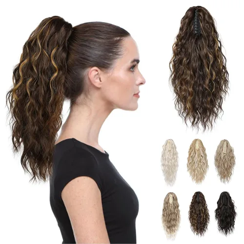 Vista 18 de REECHO Extensión de cola de caballo, extensiones de cabello rizado de cola de caballo de 18 pulgadas, extensiones de cabello sintético natural