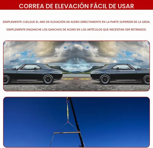 Vista 6 de Correas de elevación con ganchos, 3.3 pies de brida de dos patas de tela, capacidad de 13227 libras, correas de aparejo de correas de poliéster
