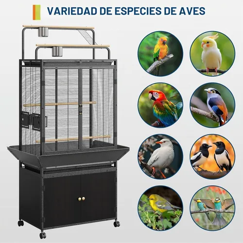 Vista 6 de GarveeTech Jaula para pájaros extra grande con tapa de juego y gabinete