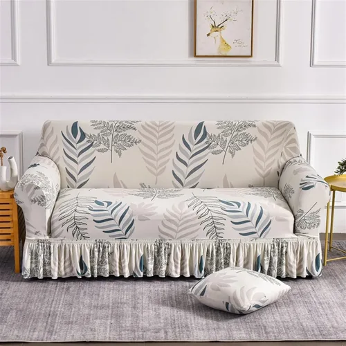 Vista 21 de MIPOPS Funda de sofá estampada elástica para sillón, fundas con patrón con falda lavable, protector de muebles de elastano para sala de estar