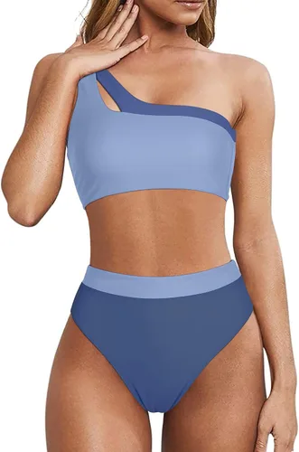 Vista 103 de MOOSLOVER Traje de baño de dos piezas con corte alto y cintura alta para mujer