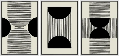 Vista 25 de SIGNLEADER Lienzo enmarcado para pared, juego de arte abstracto geométrico verde esmeralda, arte moderno geométrico zen de mediados de siglo