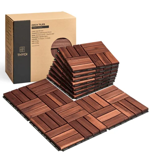 Vista 20 de Azulejos de cubierta premium, 10 piezas de suelo de patio - teca