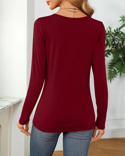 Vista 2 de Riyiper 2 piezas de camisetas para mujer con cuello redondo, camiseta básica casual para mujer