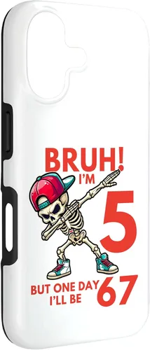 Vista 3 de Bruh I'm 5 But One-Day I'll Be 67 Retro 5th Birthday Kids Case for iPhone 17